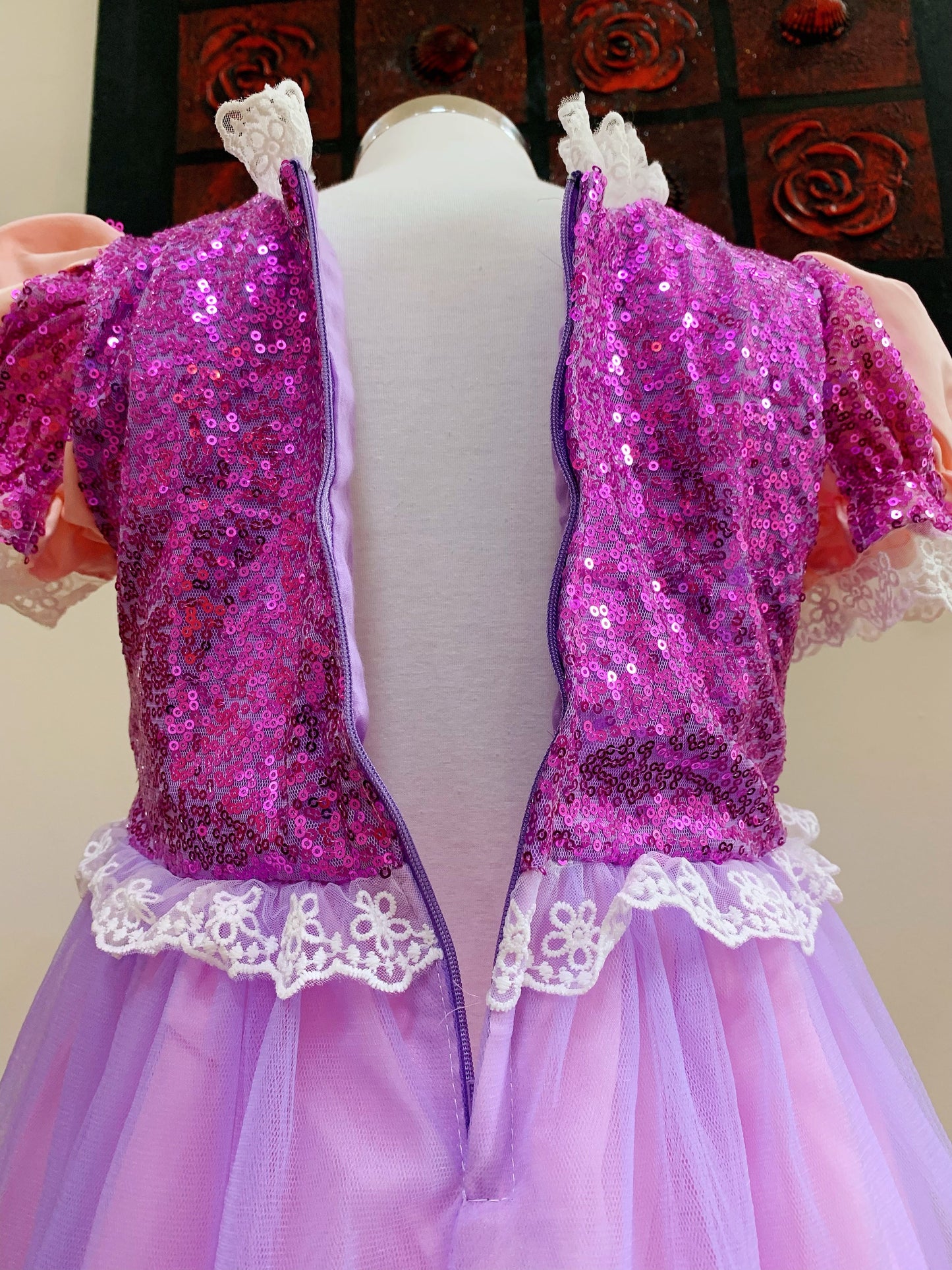 Girls Shinny Purple Sofia Rapunzel Princess Dresses Style2