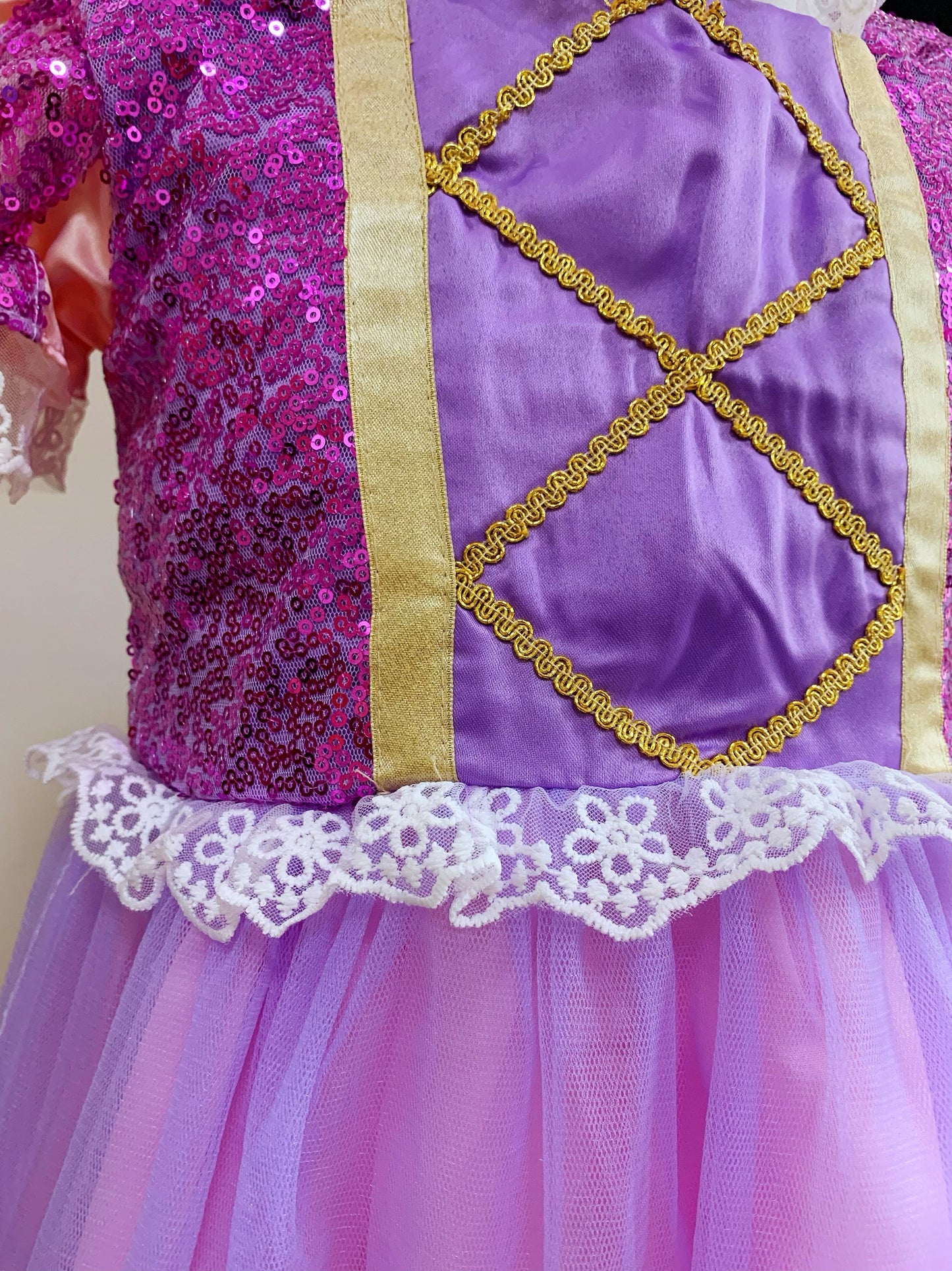 Girls Shinny Purple Sofia Rapunzel Princess Dresses Style2