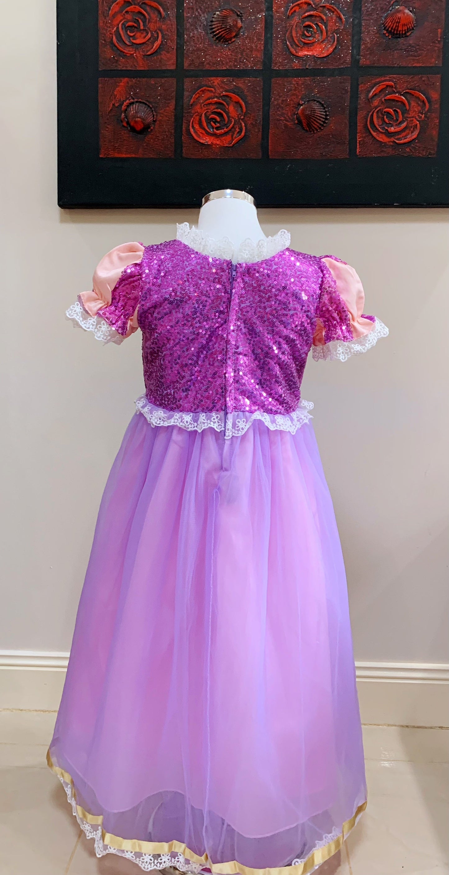 Girls Shinny Purple Sofia Rapunzel Princess Dresses Style2