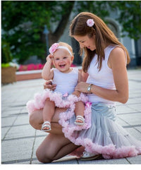 Girls Tutu Skirt Grey With Pink Edge