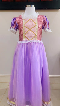 Girls Shinny Purple Sofia Rapunzel Princess Dresses Style1