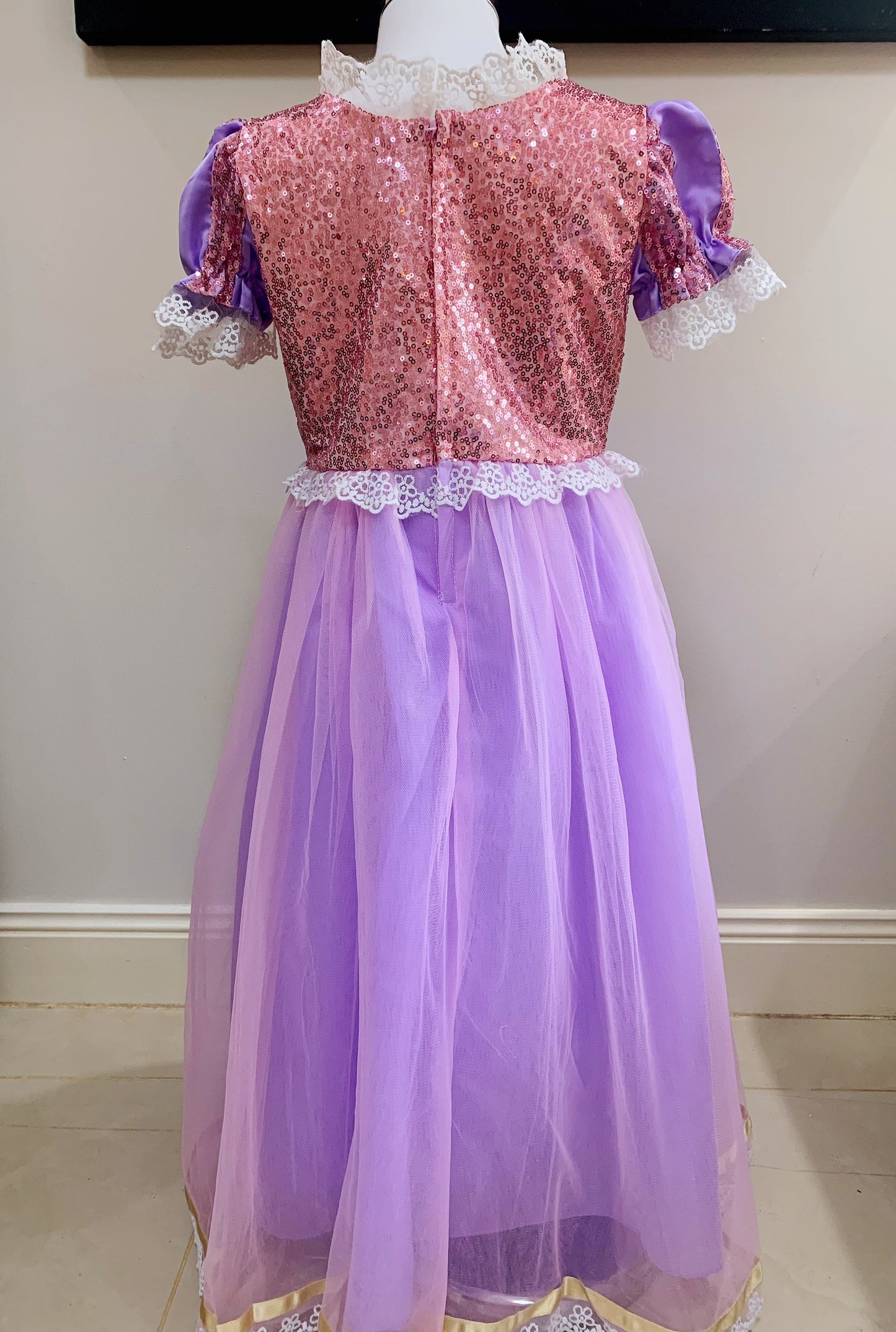 Girls Shinny Purple Sofia Rapunzel Princess Dresses Style1