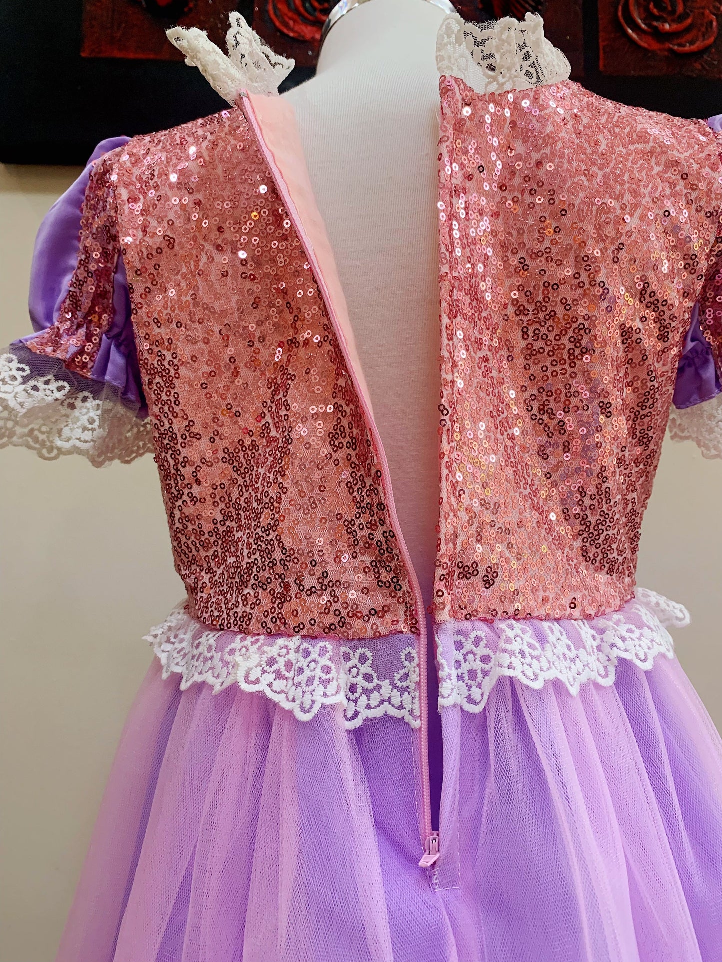 Girls Shinny Purple Sofia Rapunzel Princess Dresses Style1