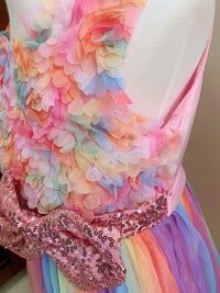 Rainbow Pink Flower Princess Dresses