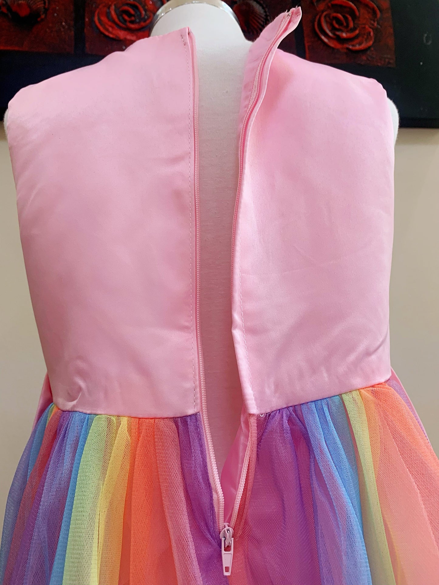 Rainbow Pink Flower Princess Dresses