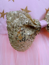 Embroidered Lace Princess Dresses Pink With Golden Star