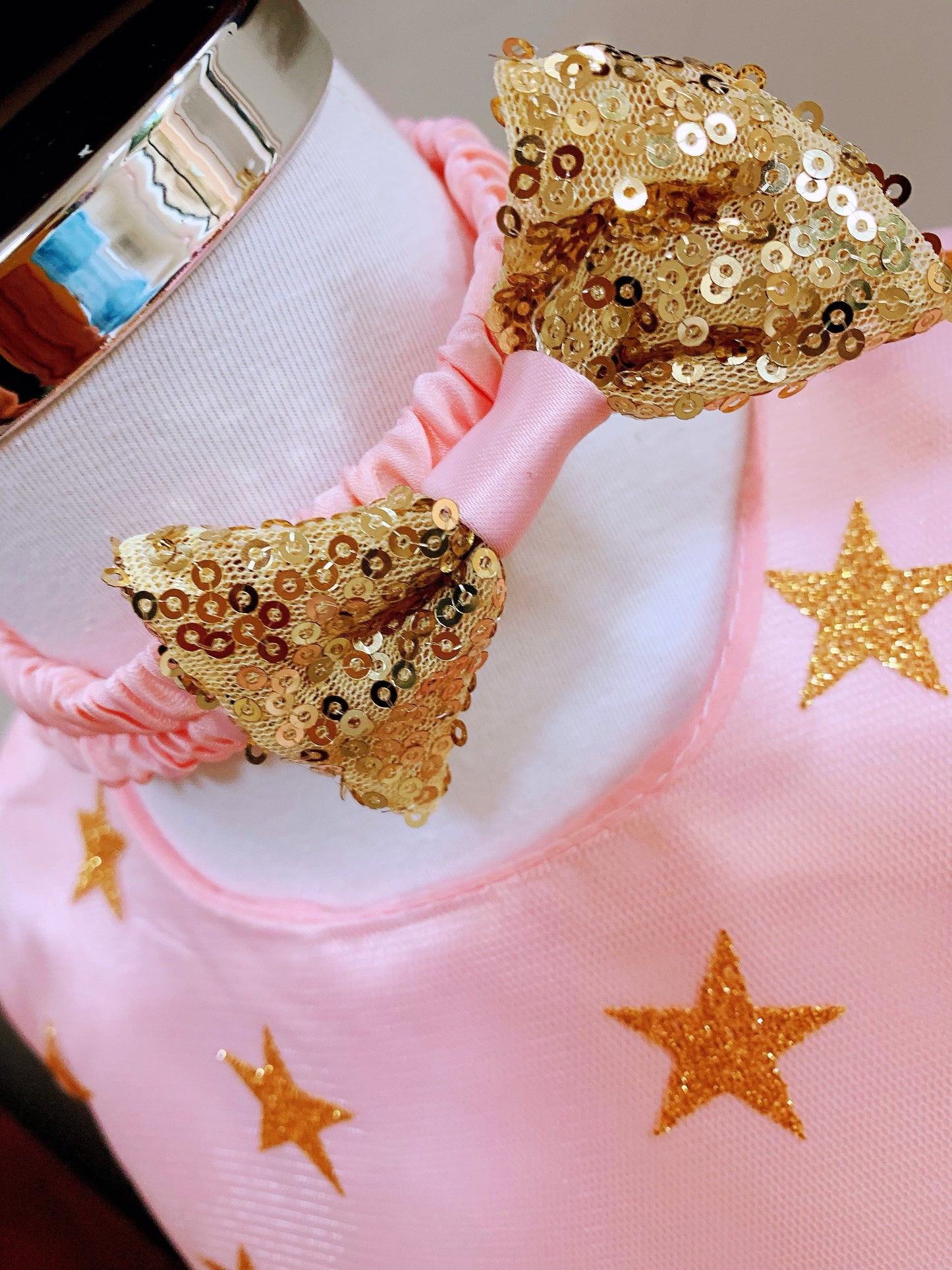 Embroidered Lace Princess Dresses Pink With Golden Star