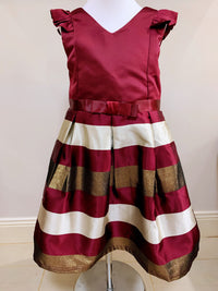 Embroidered Lace Dark Red Stripes Princess Dresses