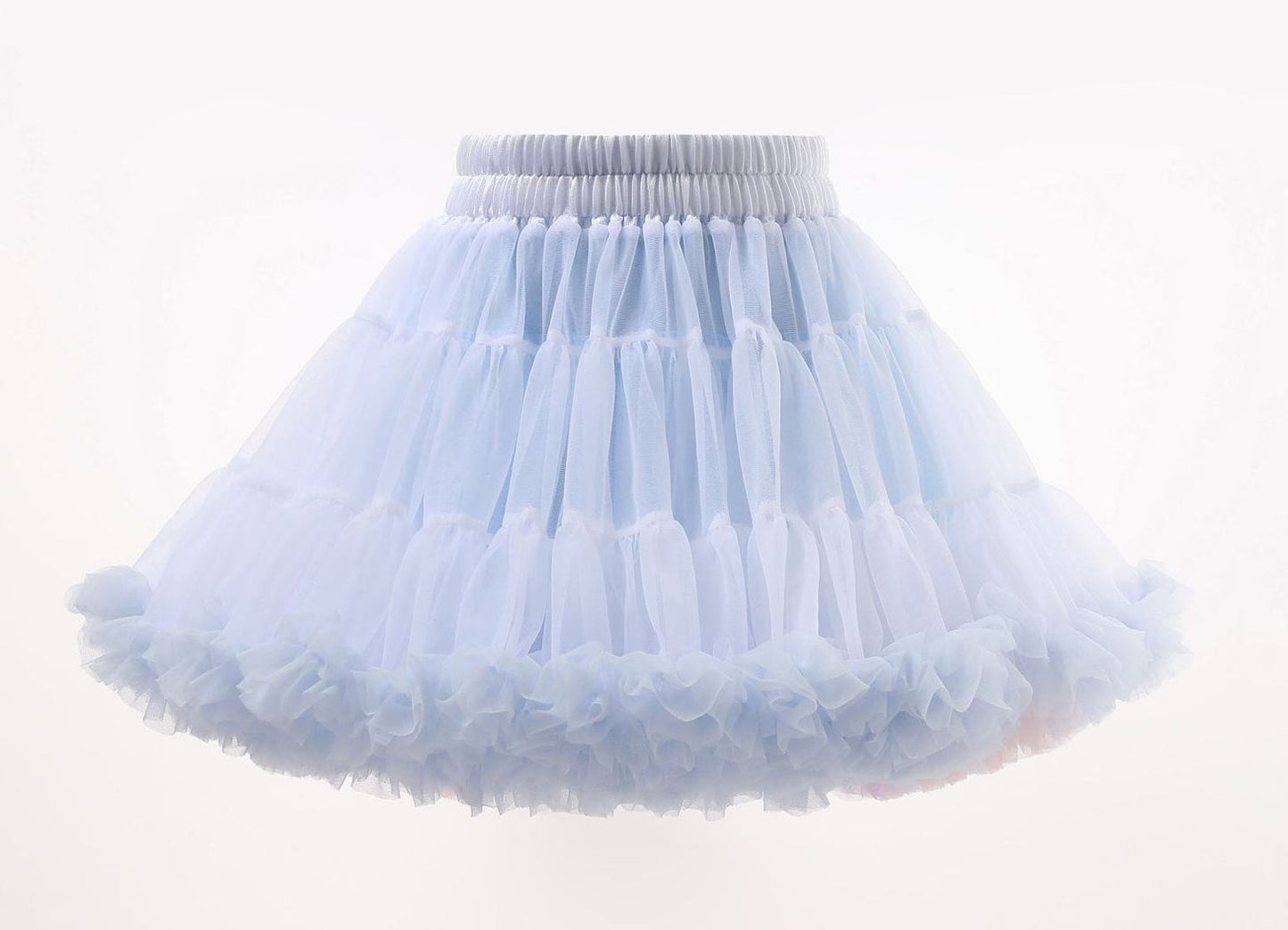 Girls Tutu Skirt Two Sides Double Fluffy Frozen Rainbow Light Blue