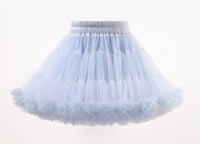 Girls Tutu Skirt Two Sides Double Fluffy Frozen Rainbow Light Blue