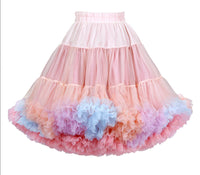 Girls Tutu Skirt Two Sides Double Fluffy Rainbow Pink