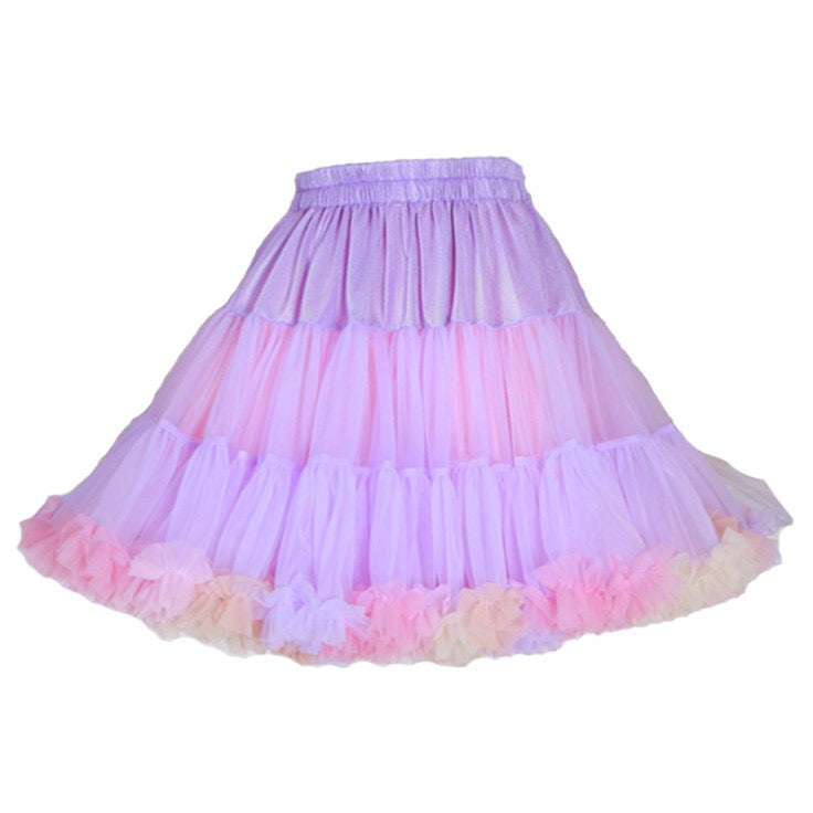 Girls Tutu Skirt Two Sides Double Fluffy Rainbow Purple