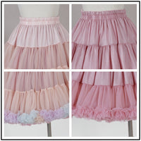 Girls Tutu Skirt Two Sides Double Fluffy Rainbow Pink