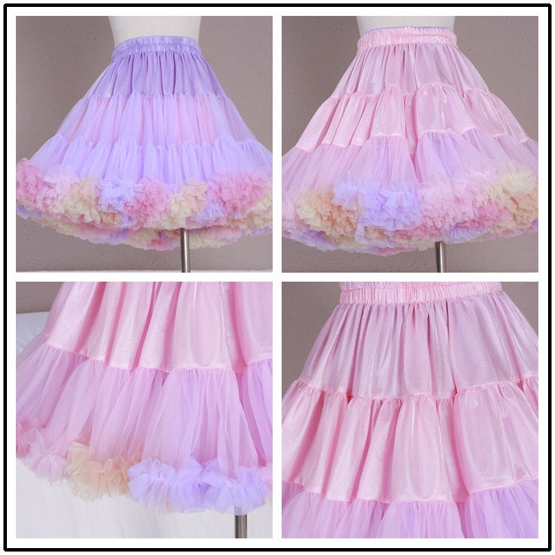 Girls Tutu Skirt Two Sides Double Fluffy Rainbow Purple