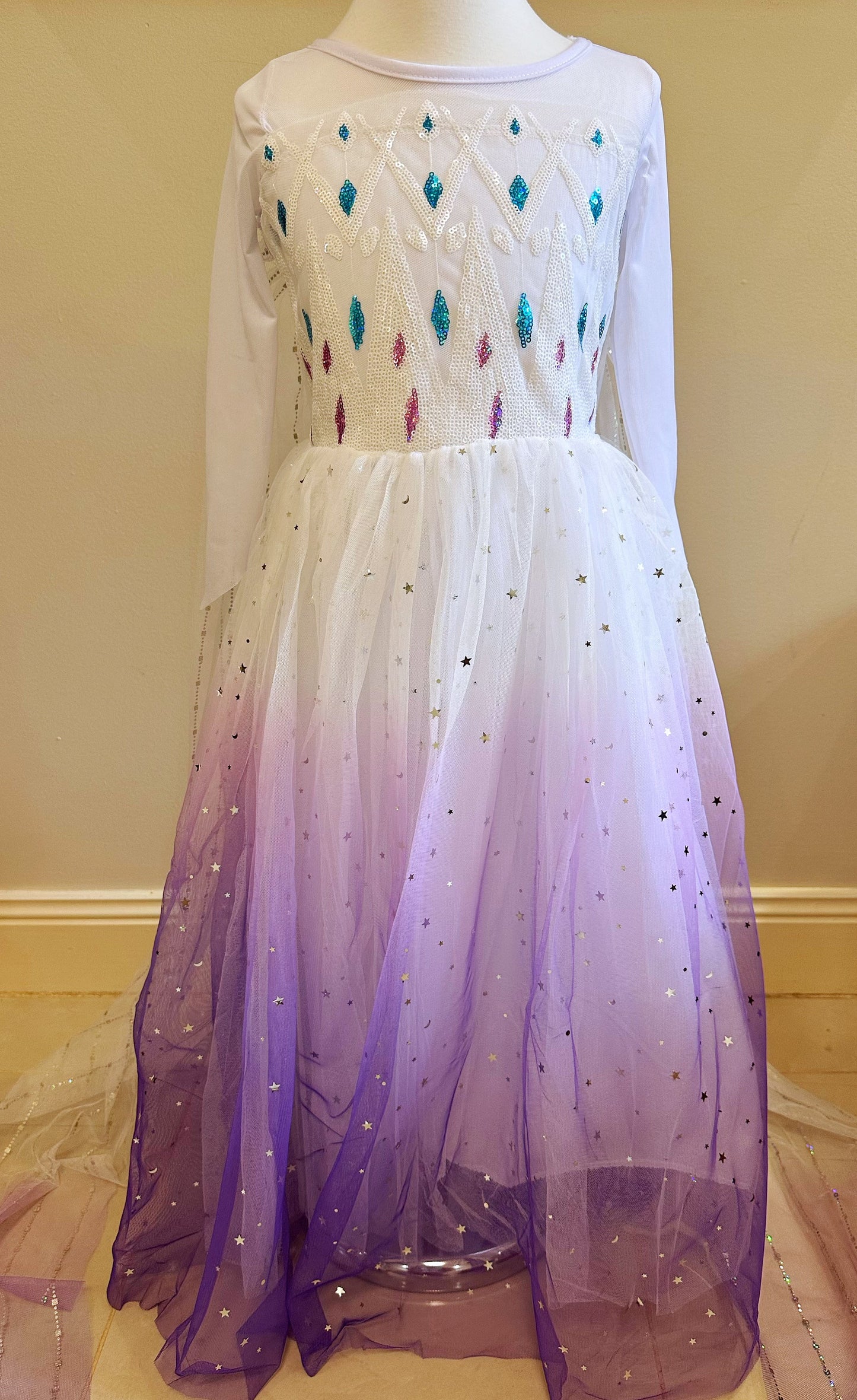 Elegant and Luxurious Frozen Elsa Princess Dresses White With Purple Style2