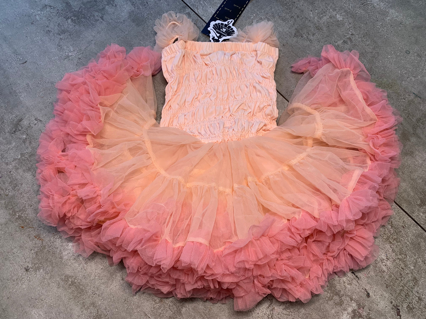 Siamese Tutu Dress Peach With Watermelon Red Edge