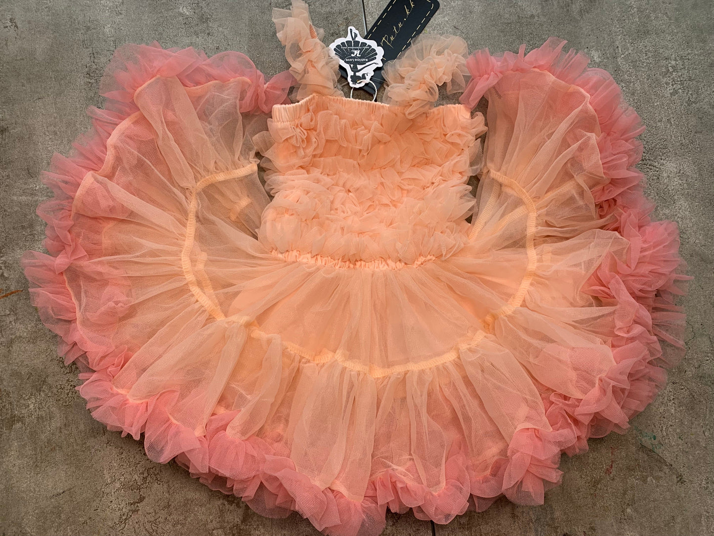 Siamese Tutu Dress Peach With Watermelon Red Edge