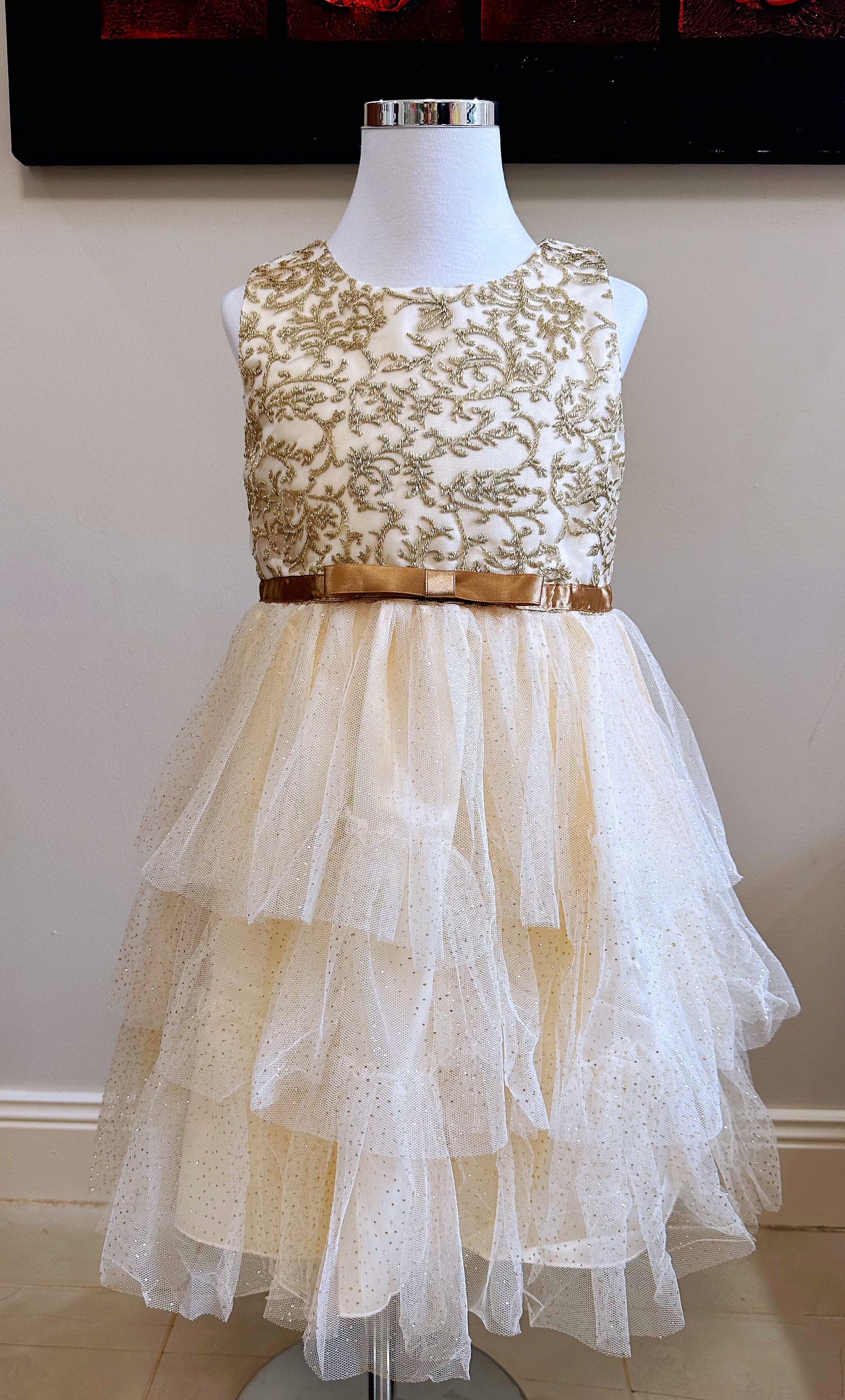 Embroidered Lace Christmas Golden Princess Dresses