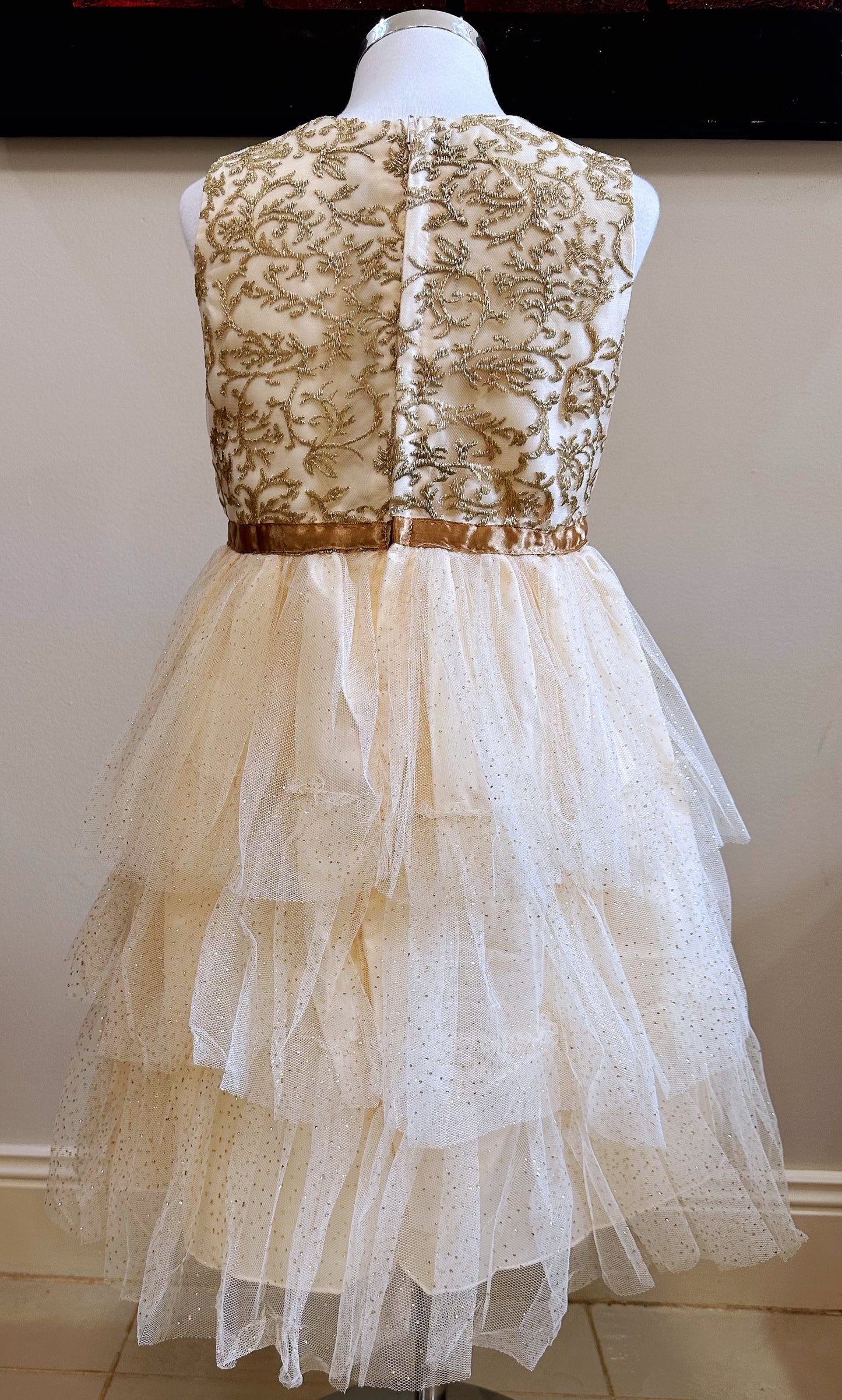 Embroidered Lace Christmas Golden Princess Dresses