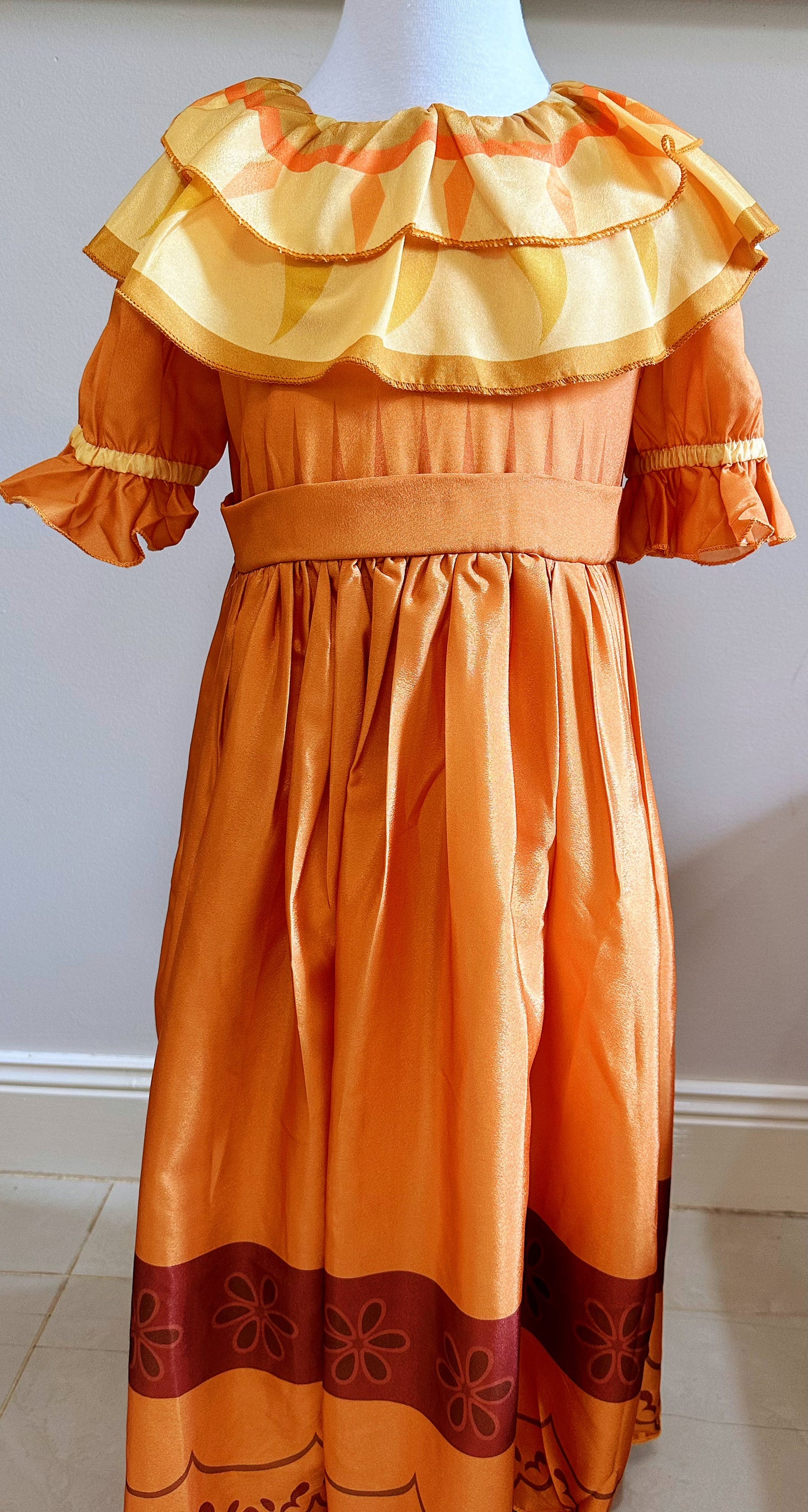 Girls Costume Orange Encanto Pepa Princess Long Dresses