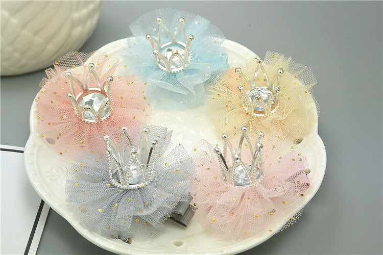 Three-dimensional Diamond Pearl Lace Crown Hairpin 1