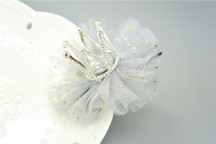 Three-dimensional Diamond Pearl Lace Crown Hairpin 1