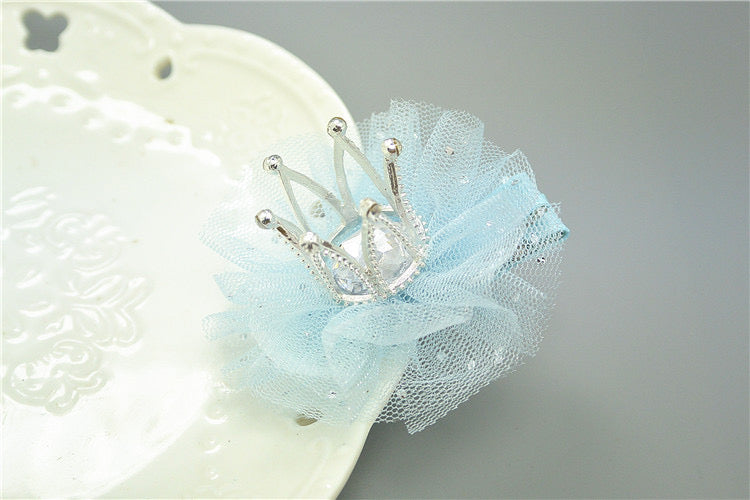 Three-dimensional Diamond Pearl Lace Crown Hairpin 1