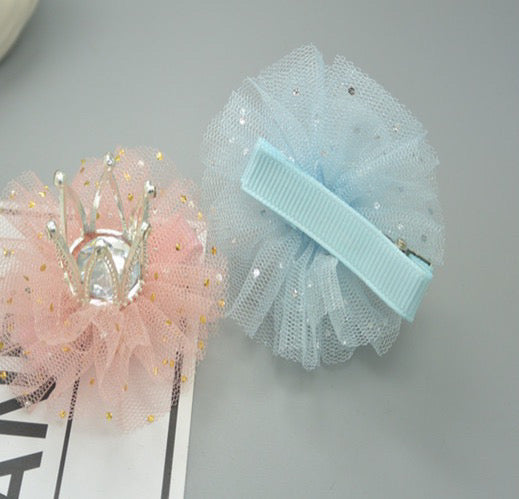 Three-dimensional Diamond Pearl Lace Crown Hairpin 1