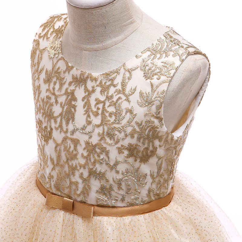 Embroidered Lace Christmas Golden Princess Dresses