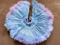 Girls Tutu Skirt Two Sides Double Fluffy Frozen Rainbow Light Blue