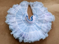 Girls Tutu Skirt Two Sides Double Fluffy Frozen Rainbow Light Blue