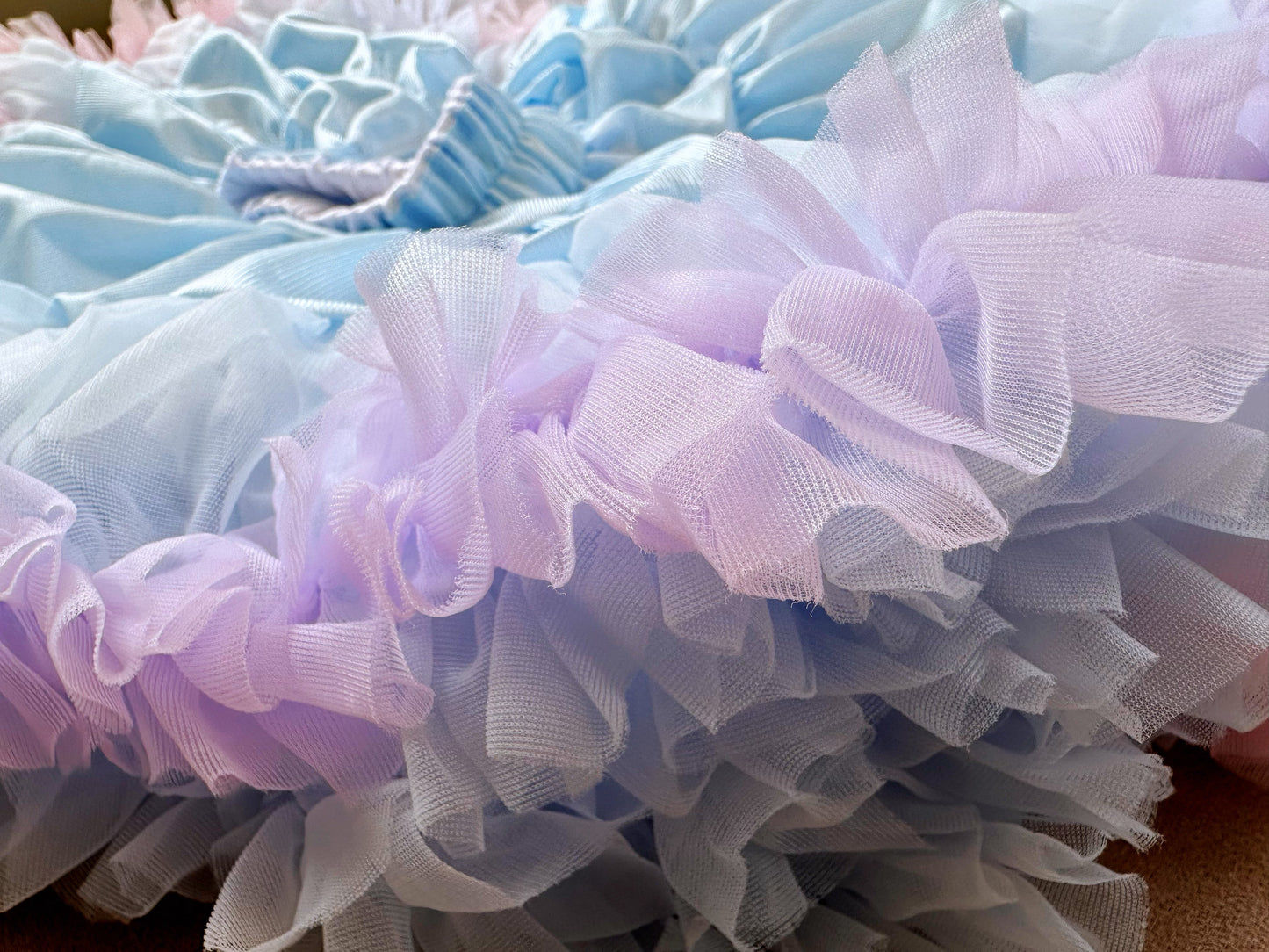 Girls Tutu Skirt Two Sides Double Fluffy Frozen Rainbow Light Blue