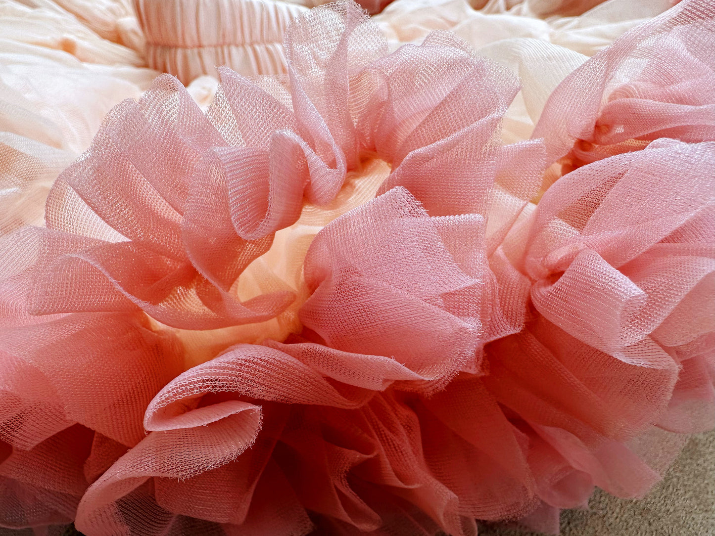 Girls Tutu Skirt Two Sides Double Fluffy Peach With Pink Edge