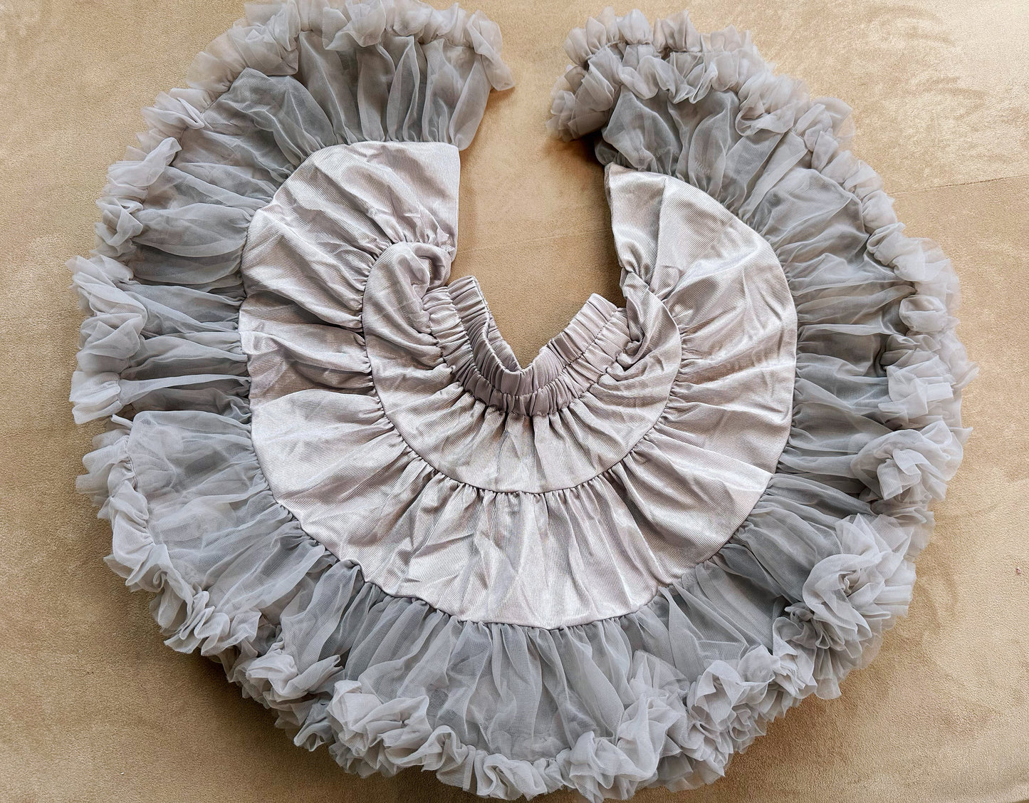 Girls Tutu Skirt Two Sides Double Fluffy Light Grey