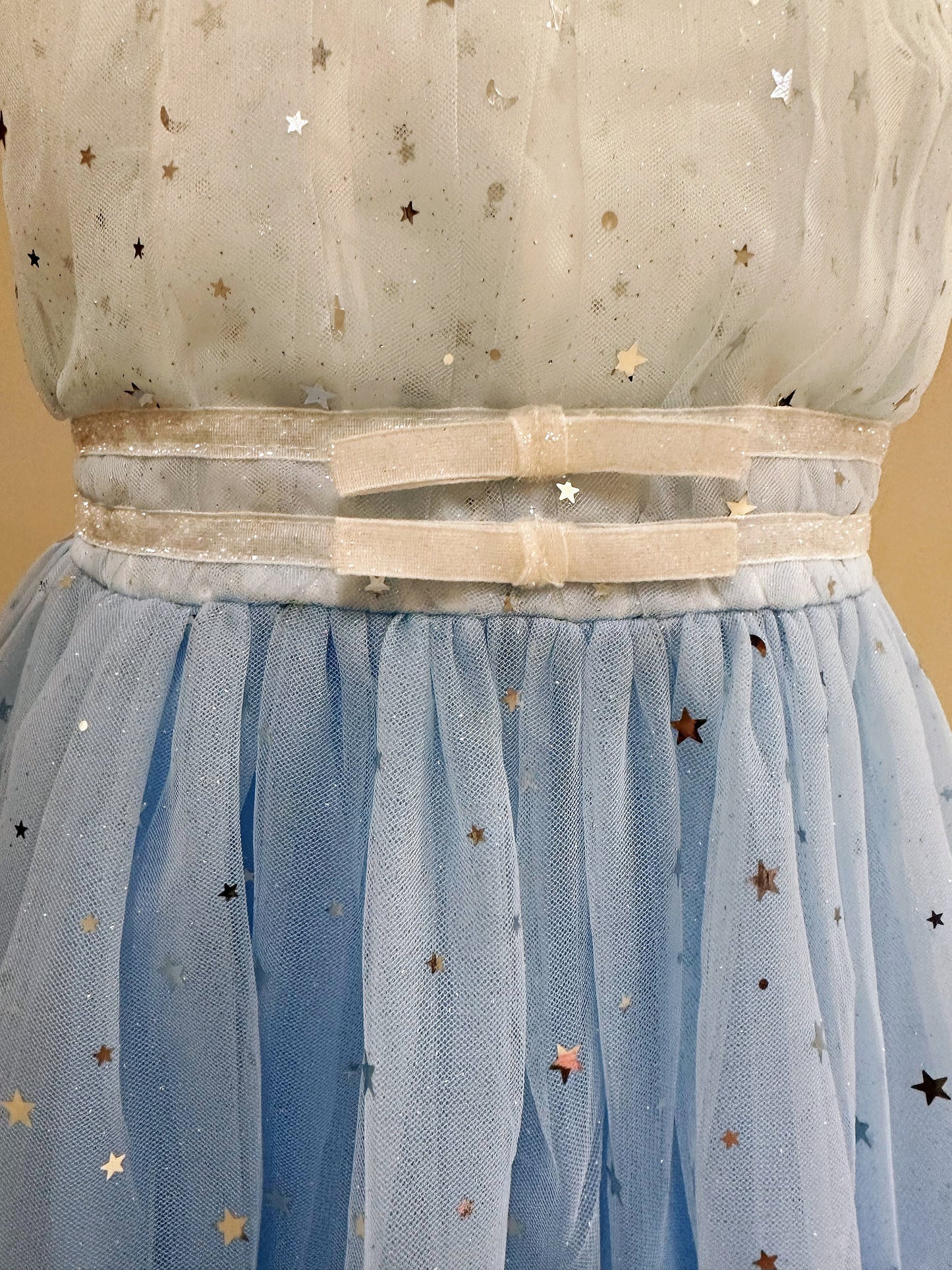 Embroidered Lace Star White with Star Blue Princess Dresses