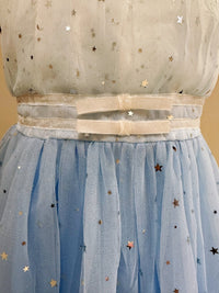 Embroidered Lace Star White with Star Blue Princess Dresses