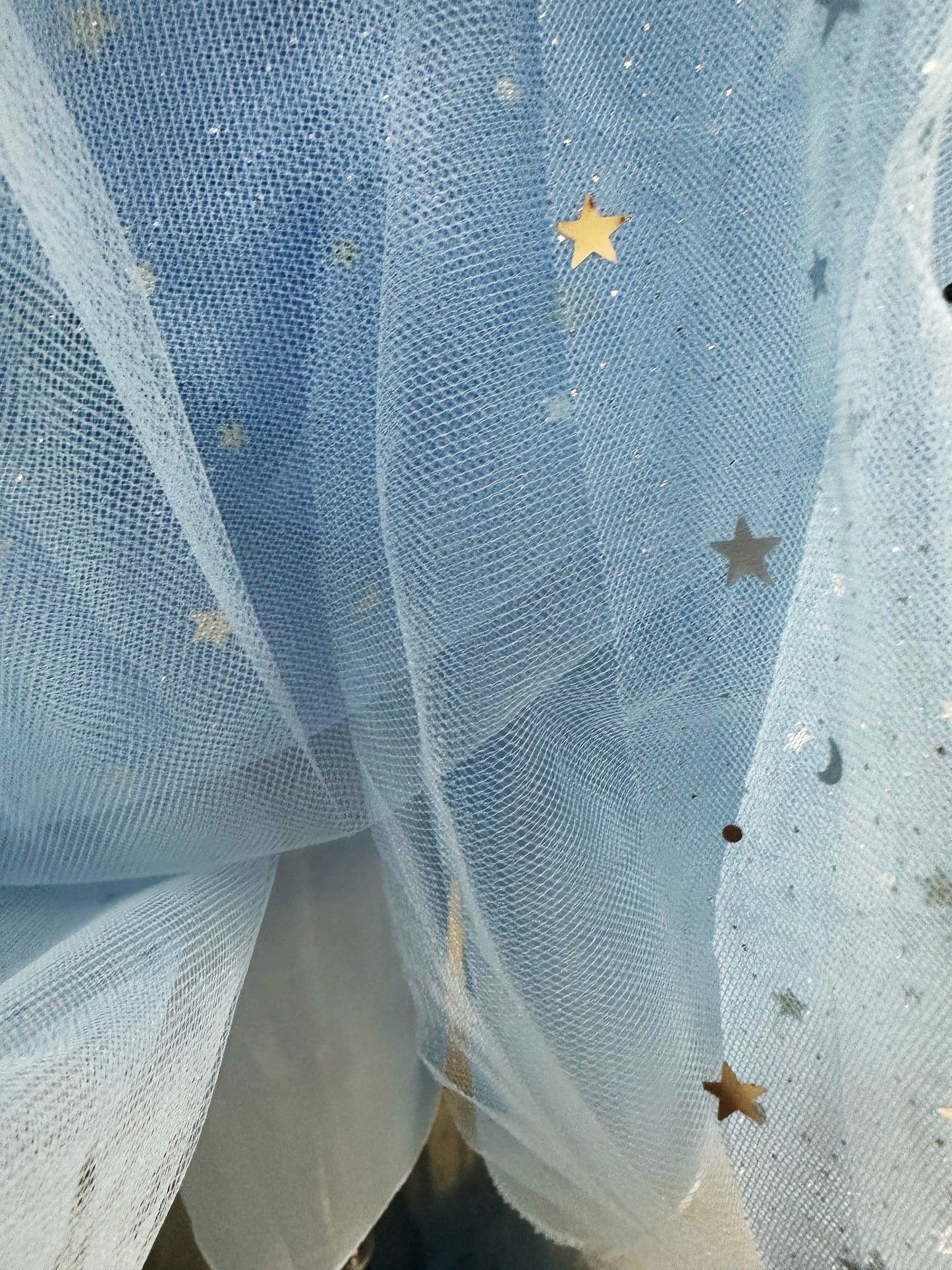 Embroidered Lace Star White with Star Blue Princess Dresses