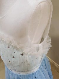 Embroidered Lace Star White with Star Blue Princess Dresses