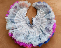 Girls Tutu Skirt Two Sides Double Fluffy Rainbow Blue