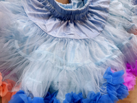 Girls Tutu Skirt Two Sides Double Fluffy Rainbow Blue