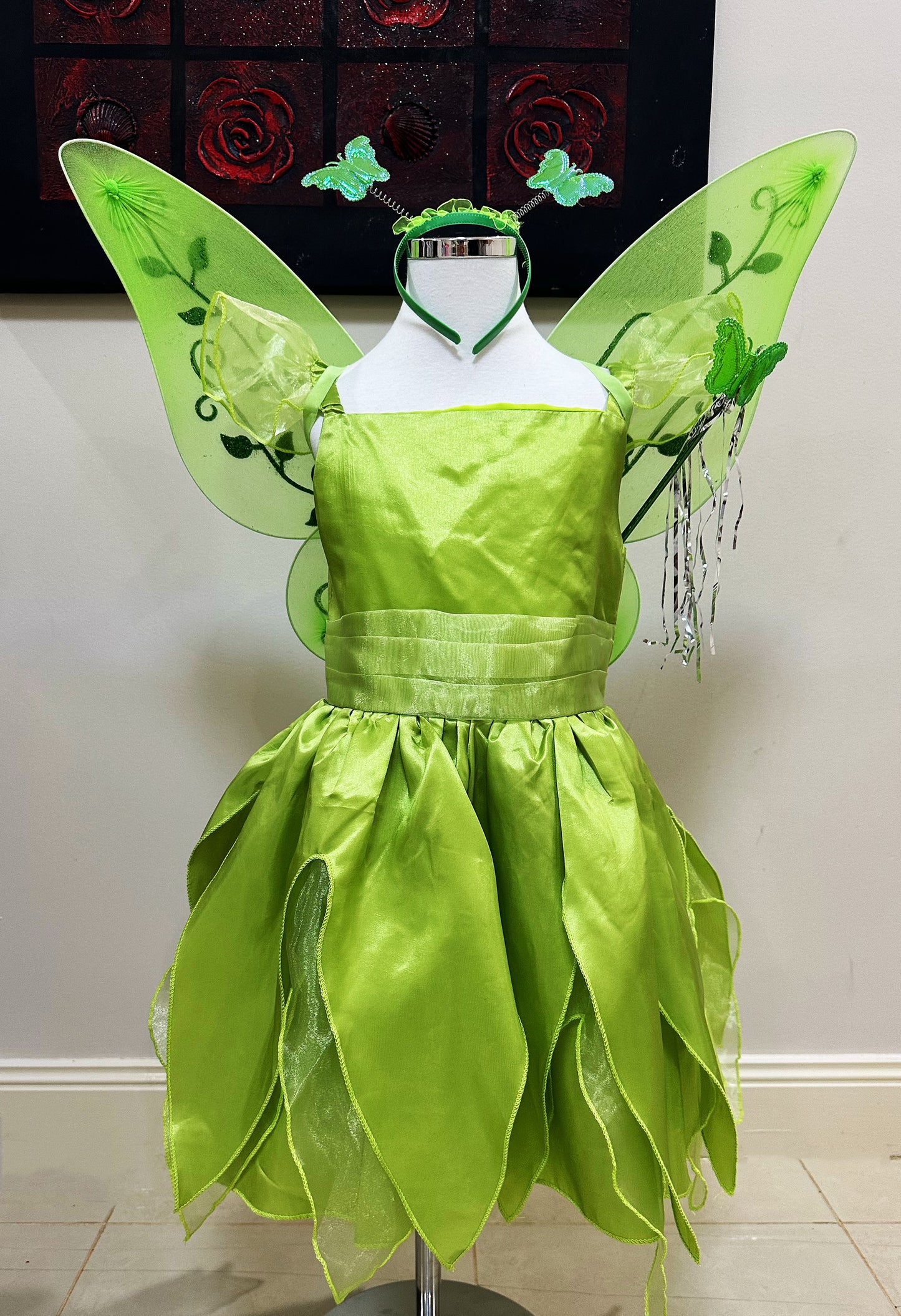 Magic Little Fairy Tinker Bell Costume With Butterfly Wings Party Dress Style1