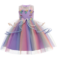 Unicorn Lace Princess Dresses Easter Girls Purple With Rainbow Purple Dresses