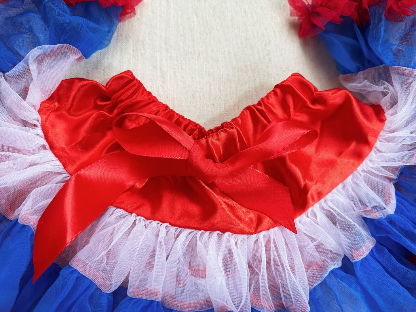 Girls Tutu Skirt Red With White With Royal Blue