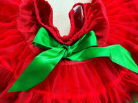 Girls Tutu Skirt Christmas Red With Green Edge