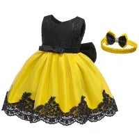 Embroidered Lace Wiggle Emma Princess Black With Yellow Dresses