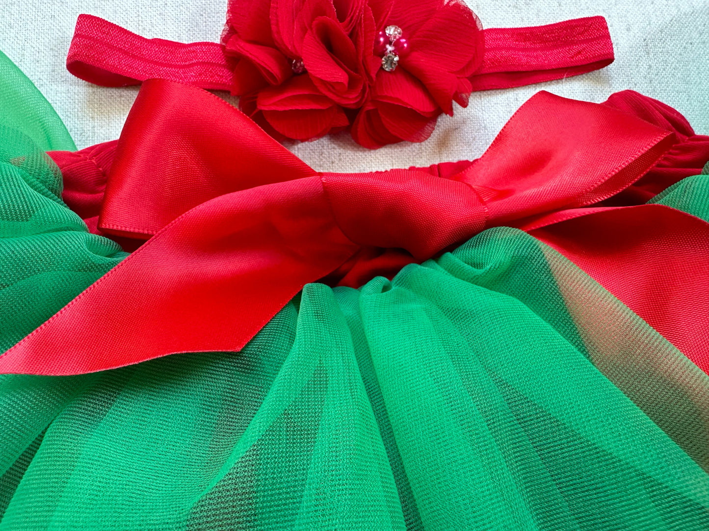 Tutu Skirt For Baby Red With Green