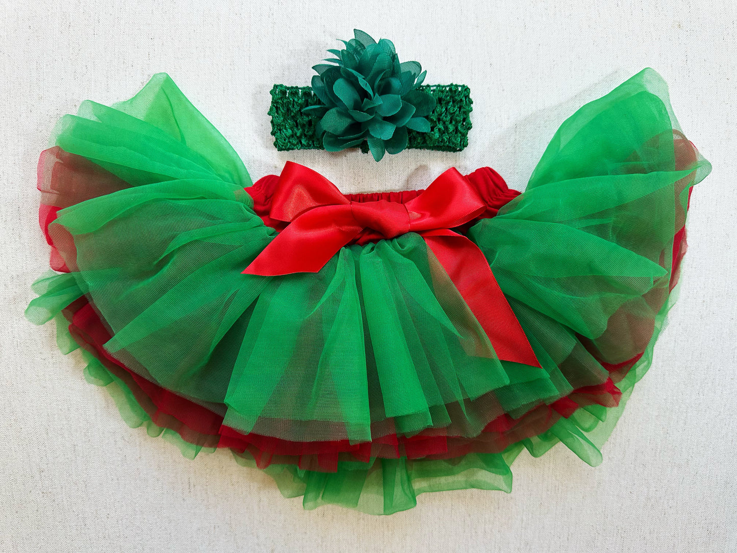 Tutu Skirt For Baby Red With Green