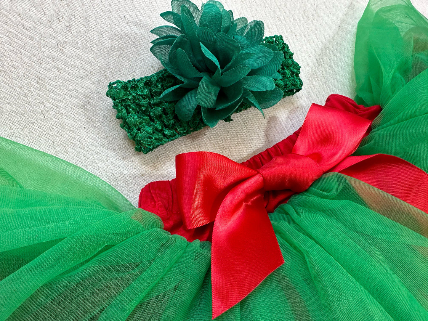 Tutu Skirt For Baby Red With Green