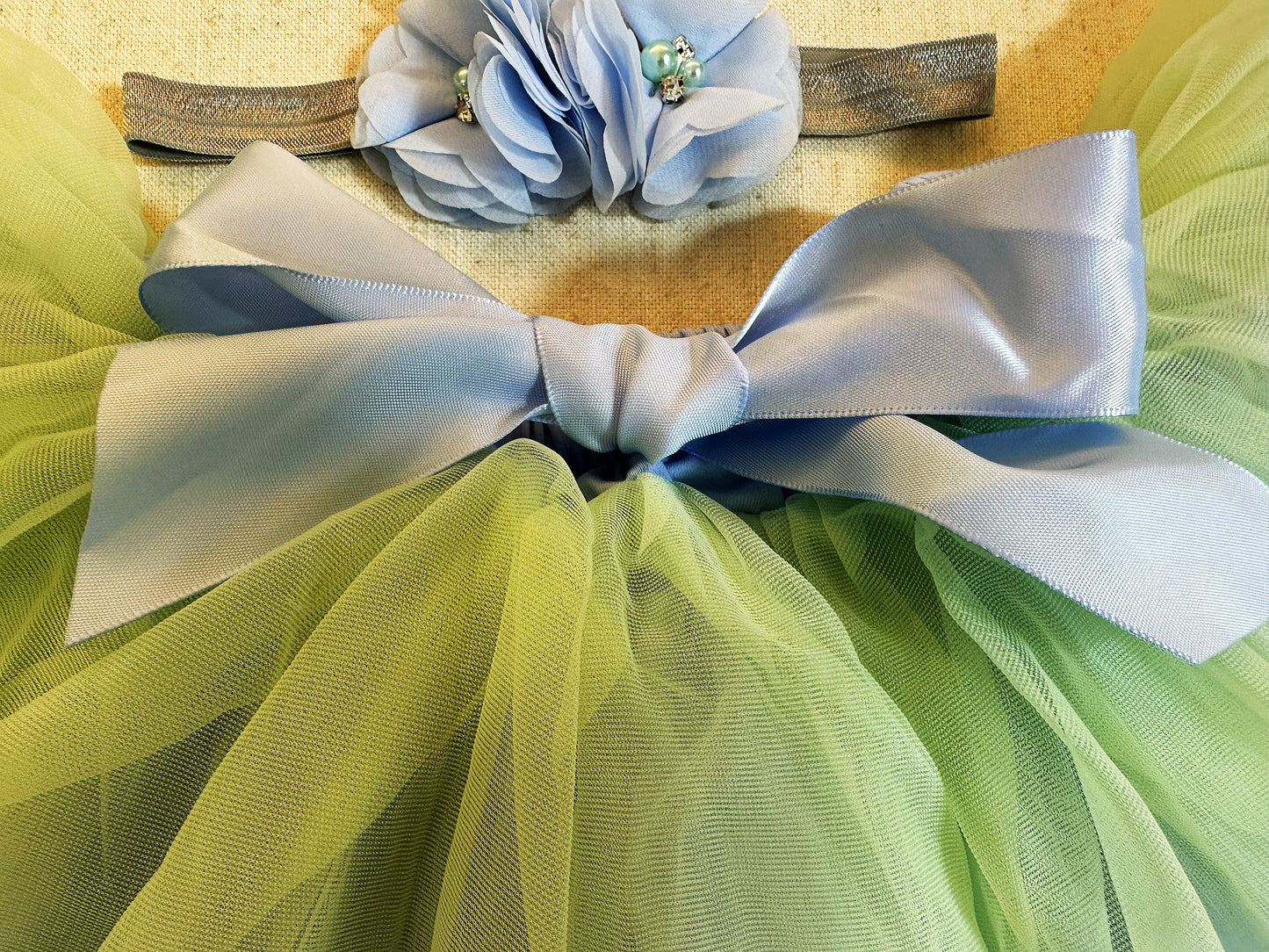 Tutu Skirt For Baby Fruit Green With Sky Blue