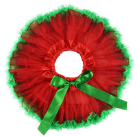 Girls Tutu Skirt Christmas Red With Green Edge